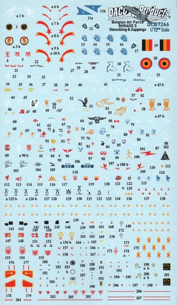 Daco DCD7266 1:72 Belgian Air Force Mirage 5 stencilling set