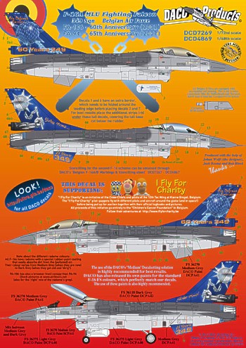 Daco DCD7269 F-16A MLU 349 Sqn Belgian AF Decals 1:72