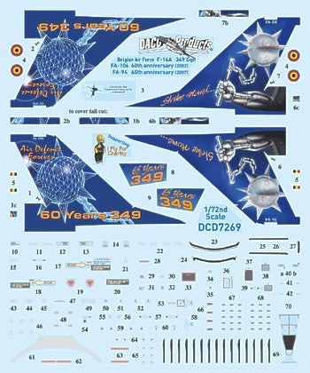 Daco DCD7269 F-16A MLU 349 Sqn Belgian AF Decals 1:72