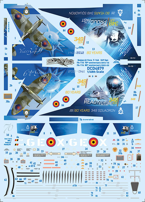 Daco Products DCD7279 1:72 General-Dynamics F-16A MLU 349Sqn 70 & 80 y