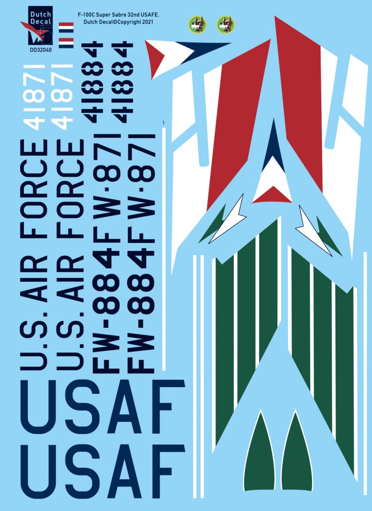 Dutch Decal DD32040 1:32 North-American F-100C Super Sabre 32nd FTS USAFE