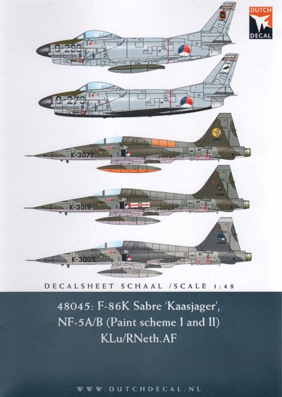 Dutch Decal DD48045 1:48 F-86K Sabre Dog & Northrop NF-5A/B