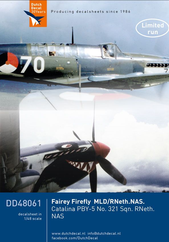 Dutch Decal DD48061 1:48 Fairey Firefly, PBY-5 RNeth Navy