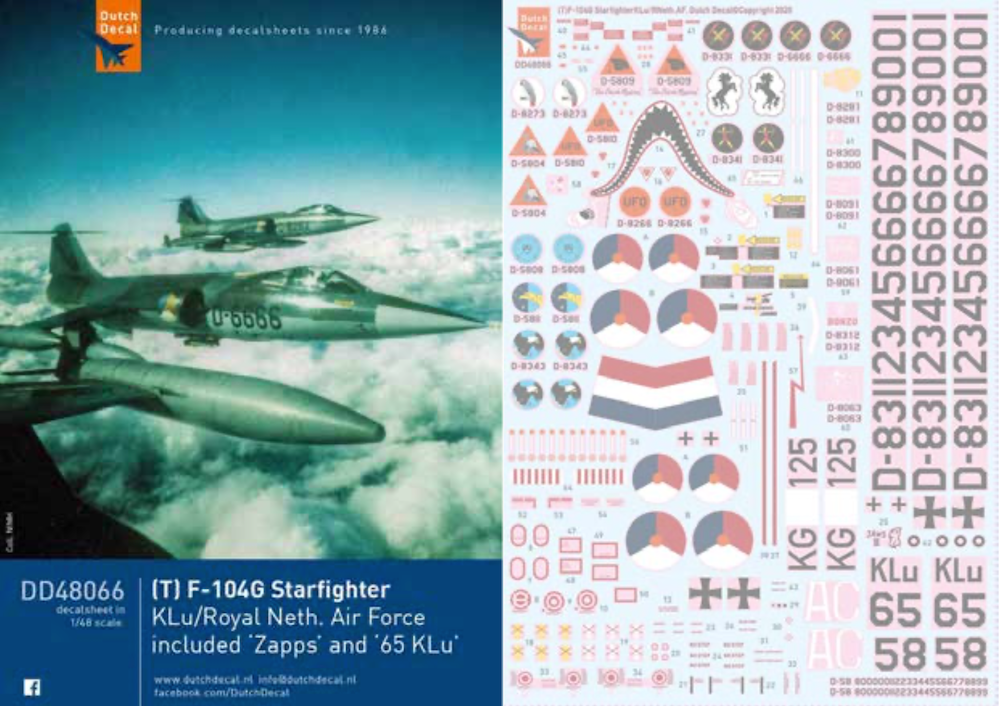 Dutch Decal DD48066 1:48 Lockheed F-104G Starfighter KLu/ Royal Neth