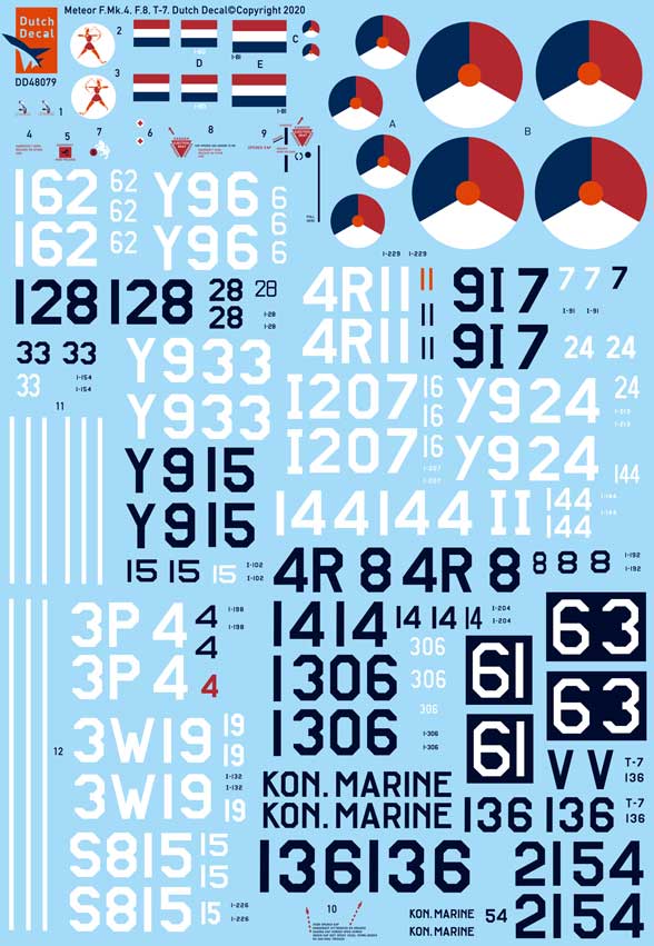 Dutch Decal DD48079 1:48 Gloster Meteor F.4/Mk.8/T.7 trainer KLu/MLD