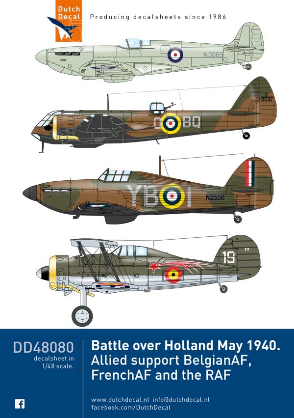Dutch Decal DD48080 1:48 Battle over Holland May 1940 Decals