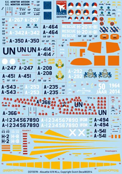 Dutch Decal DD72078 1:72 Sud Aviation Alouette III KLu/RNethAF