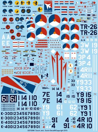 Dutch Decal DD72080 1:72 Dutch Jets Meteor, T-33, NF-5A/B KLu