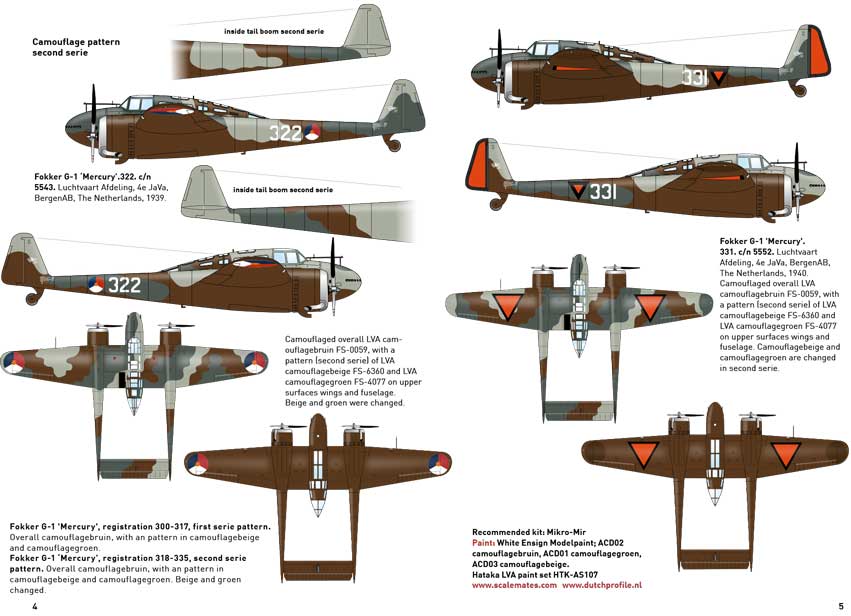 Dutch Decal DD72098 1:72 Fokker G.1, H.75, Martin 139, Tiger Moth