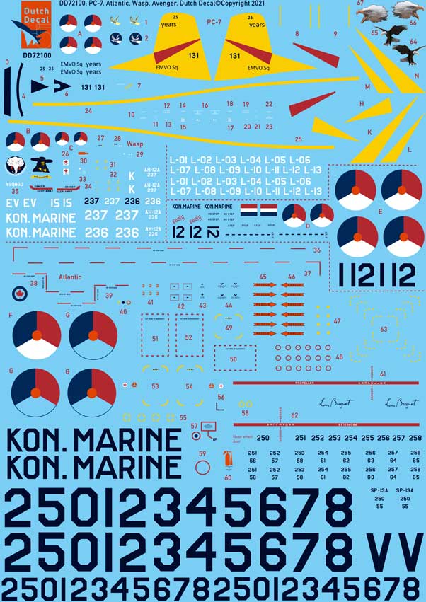 Dutch Decal DD72100 1:72 Br.1150 Atlantic, PC-7, Wasp, Avenger