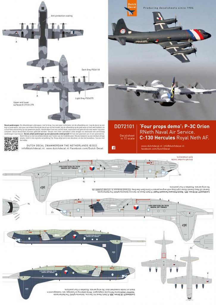 Dutch Decal DD72101 1:72 C-130 Hercules KLu 55 Year 334 Sqn