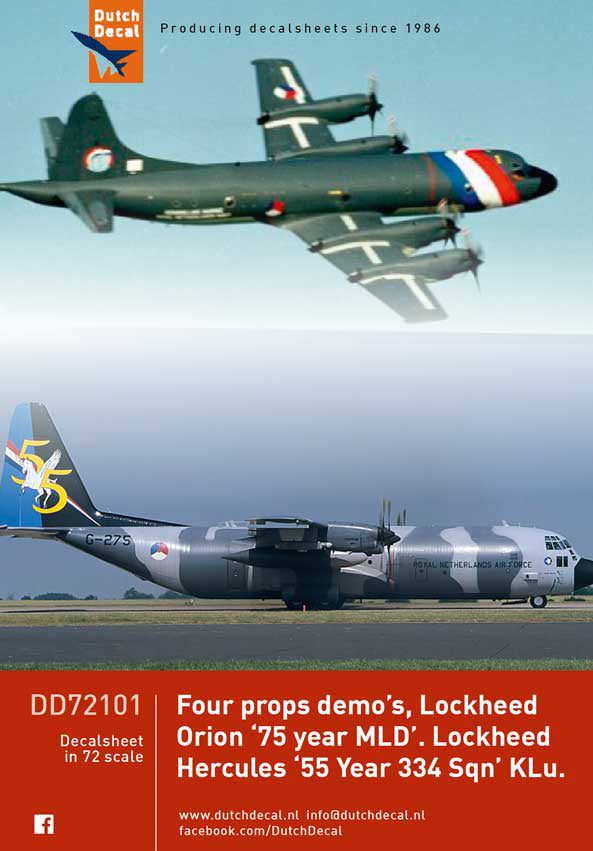 Dutch Decal DD72101 1:72 C-130 Hercules KLu 55 Year 334 Sqn