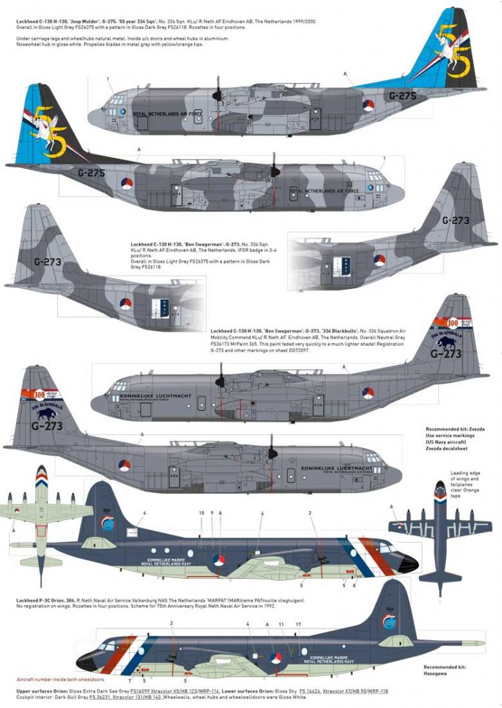 Dutch Decal DD72101 1:72 C-130 Hercules KLu 55 Year 334 Sqn