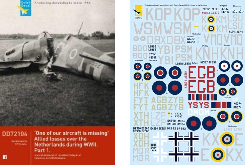 Dutch Decal DD72104 1:72 One of our aircraft is missing