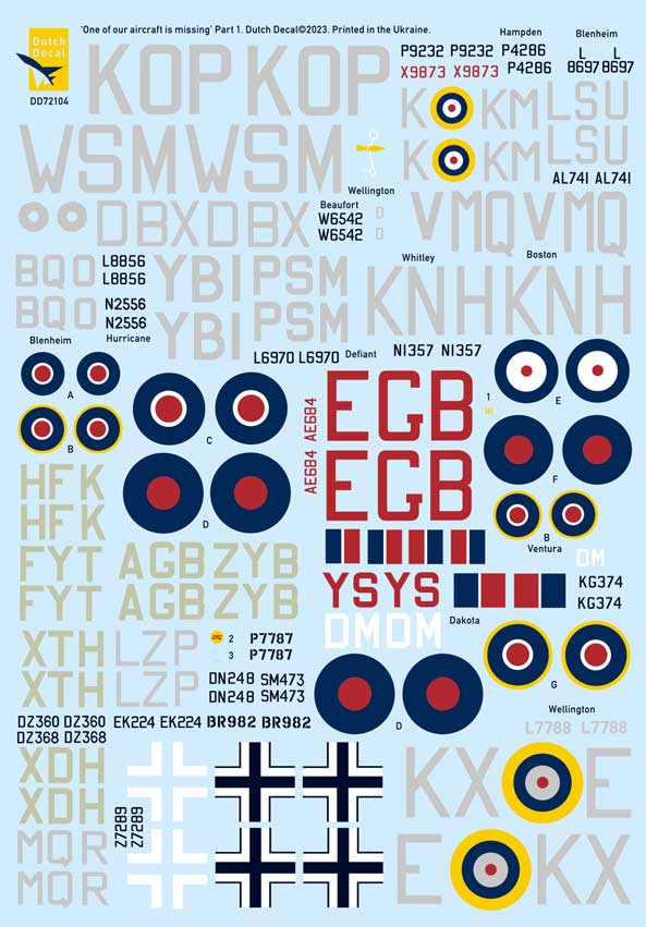 Dutch Decal DD72104 1:72 One of our aircraft is missing