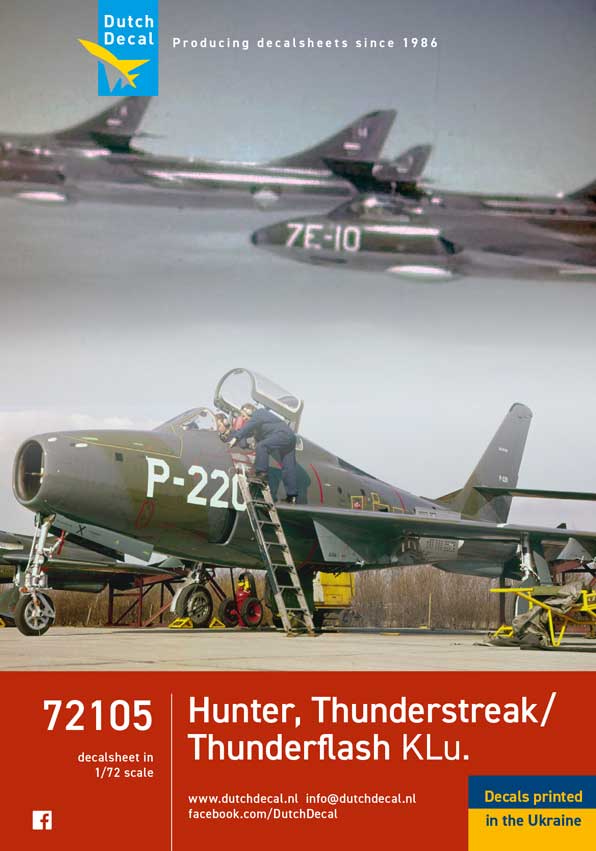 Dutch Decal DD72105 1:72 Hawker Hunter, F-84F, RF-84F KLu
