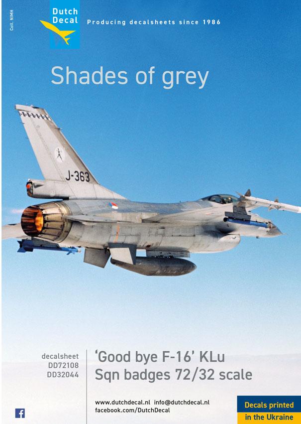 Dutch Decal DDF-16GREY Shades of Grey F-16 KLu Badges