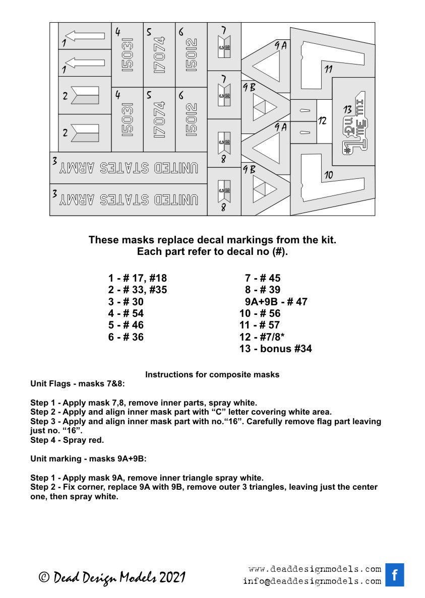Dead Design DDMNM32009 1:32 AH-1G Cobra Late National Insignia Masks