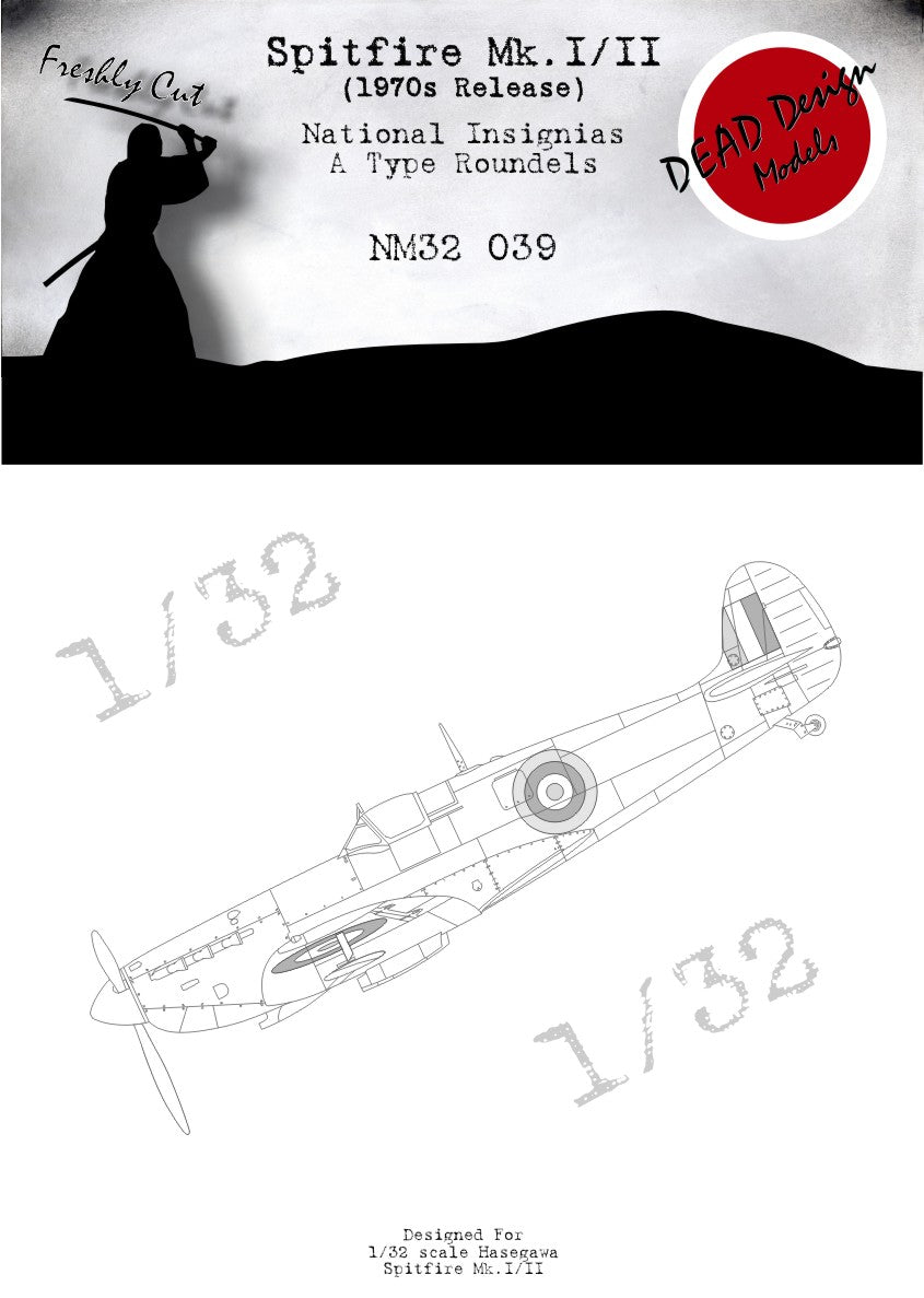 Dead Design DDMNM32039 1:32 Spitfire Mk.I/II National Insignia A Type