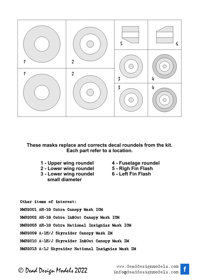 Dead Design DDMNM32039 1:32 Spitfire Mk.I/II National Insignia A Type