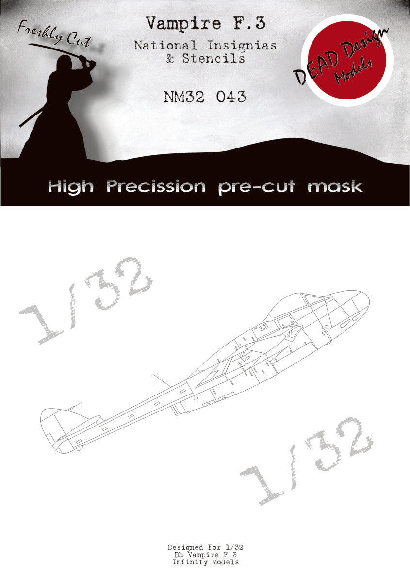 Dead Design Models DDMNM32043 1:32 de Havilland Vampire F.3 National Insignia