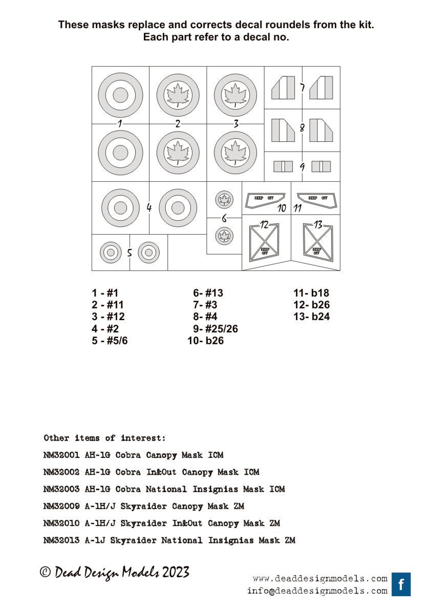 Dead Design Models DDMNM32043 1:32 de Havilland Vampire F.3 National Insignia