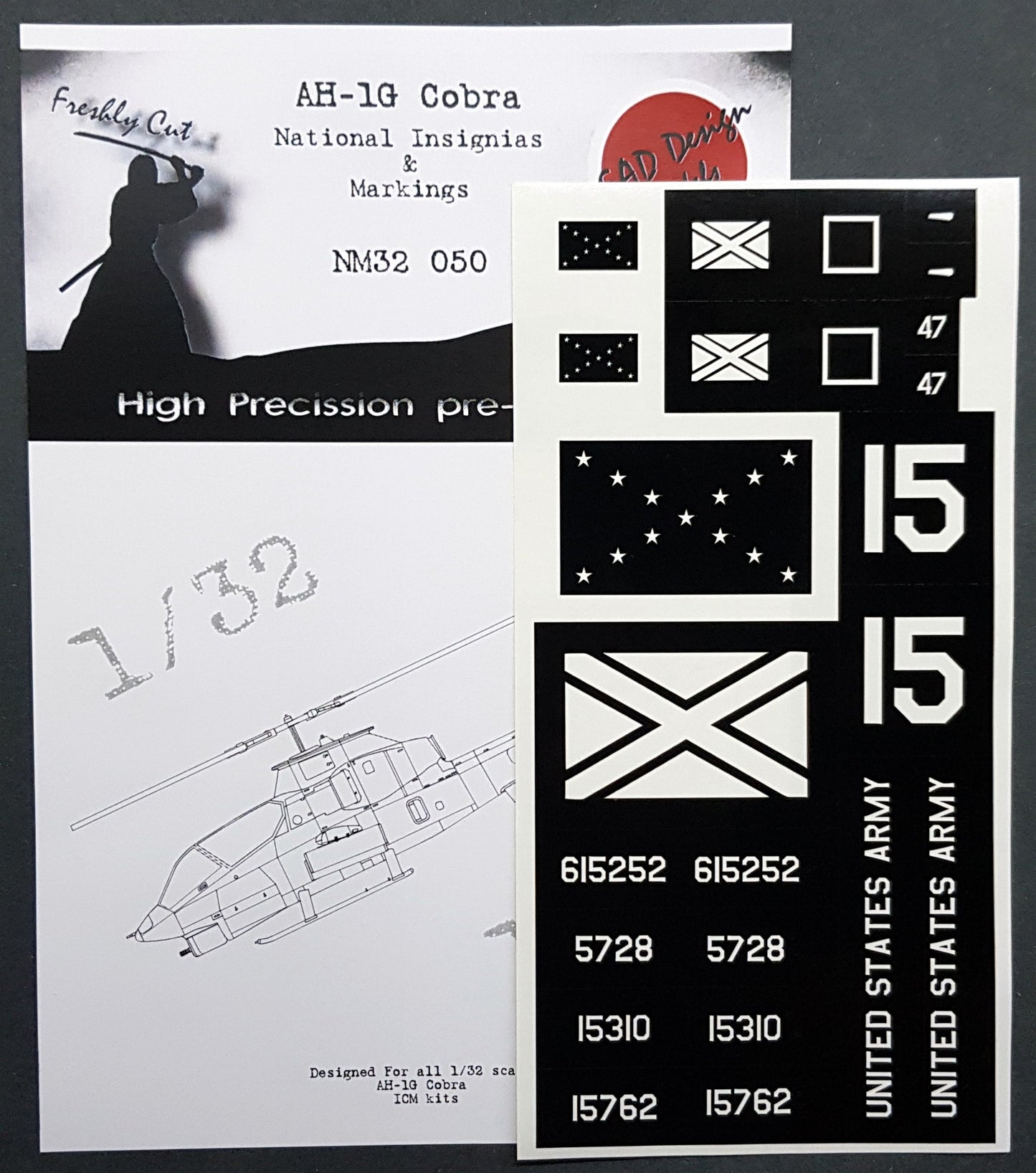 Dead Design Models DDMNM32050 1:32 Bell AH-1G Cobra national insignia masks