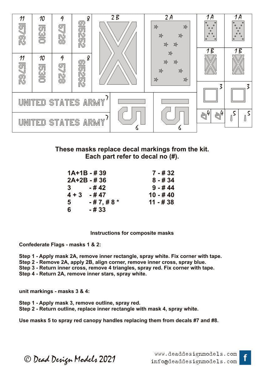 Dead Design Models DDMNM32050 1:32 Bell AH-1G Cobra national insignia masks