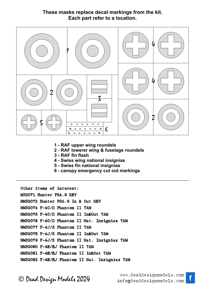 Dead Design Models DDMNM32073 1:32 Hawker Hunter FGA.9 national insignia