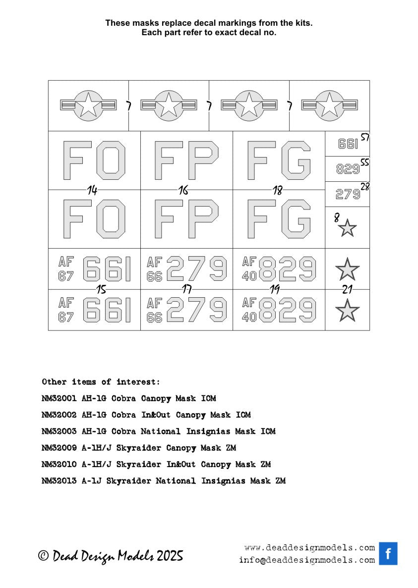 Dead Design Models DDMNM32076 1:32 F-4C/D Phantom II National Insignias