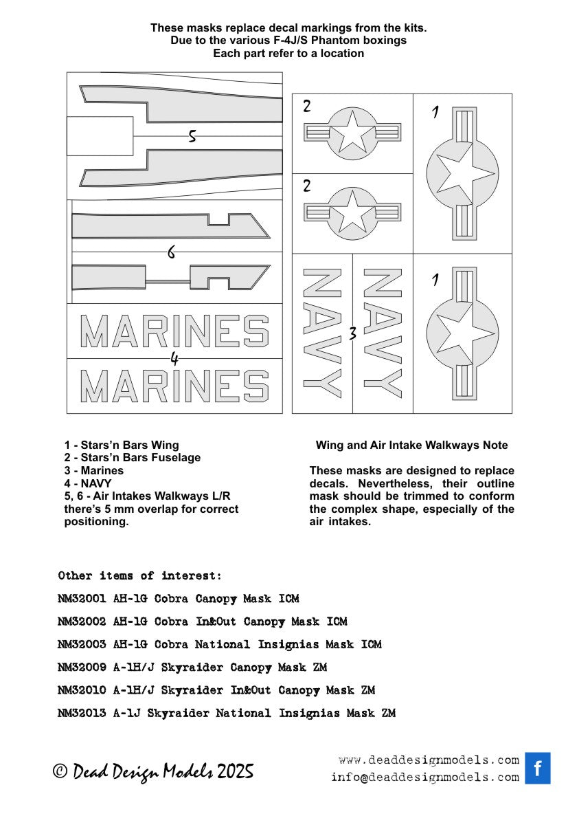 Dead Design Models DDMNM32079 1:32 F-4J/S Phantom II National Insignias