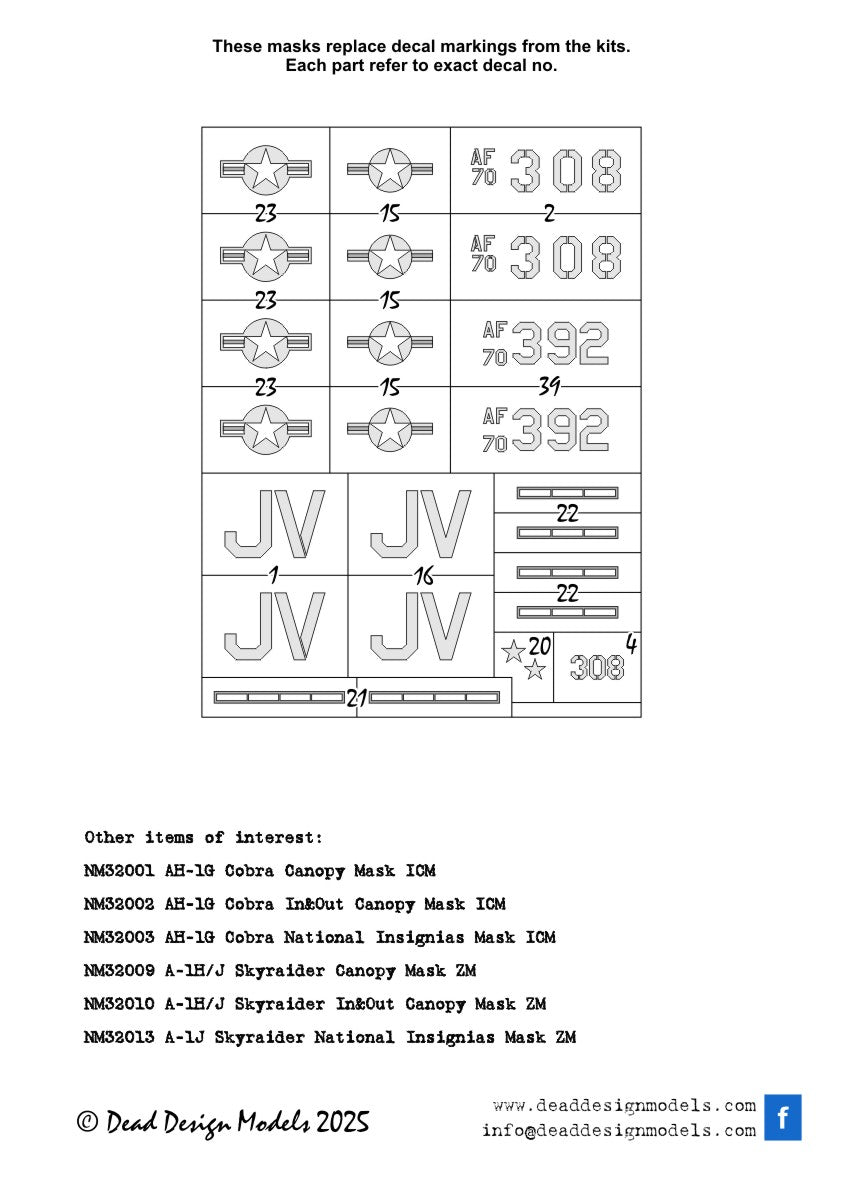 Dead Design Models DDMNM32082 1:32 F-4E/EJ Phantom II National Insignias