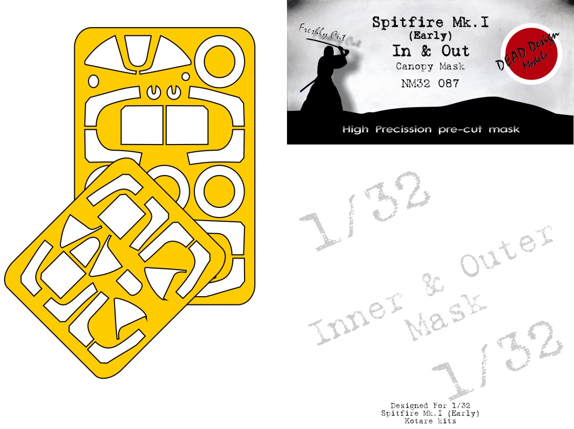 Dead Design DDMNM32087 1:32 Spitfire Mk.I Early Canopy Frame Mask