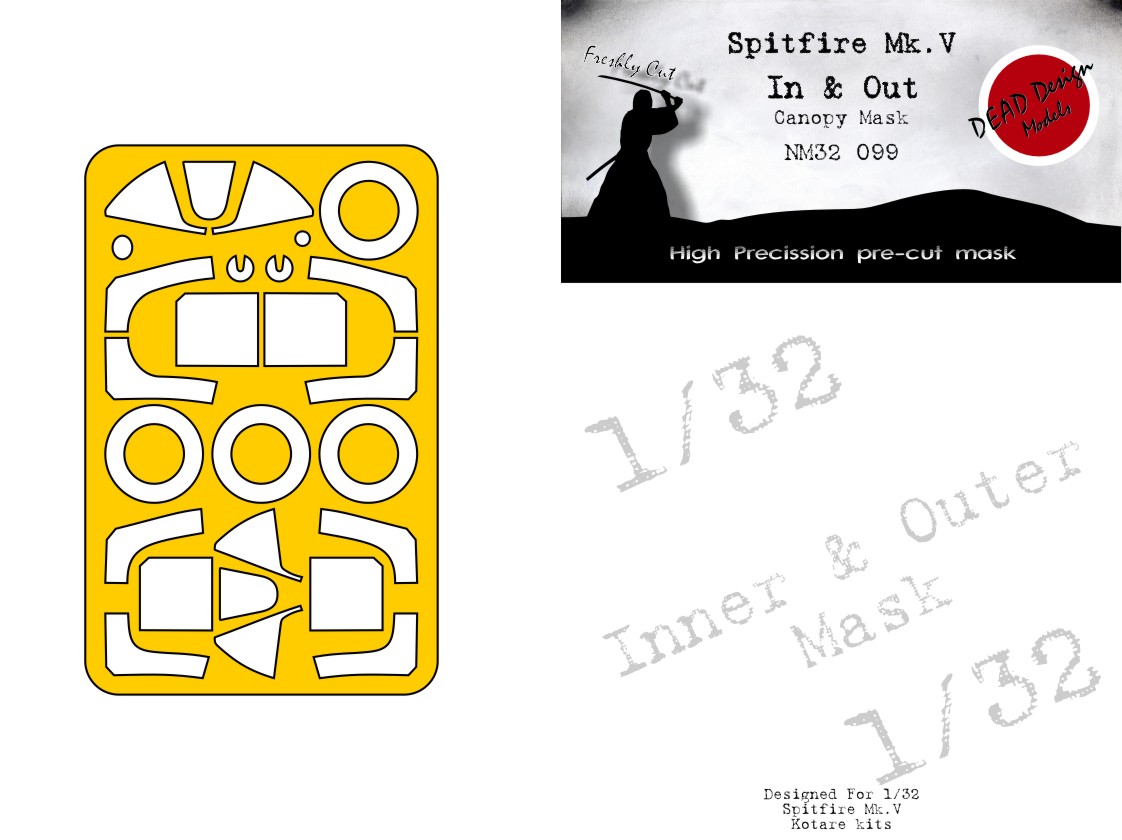Dead Design DDMNM32099 1:32 Spitfire Mk.V Early Canopy Frame Mask