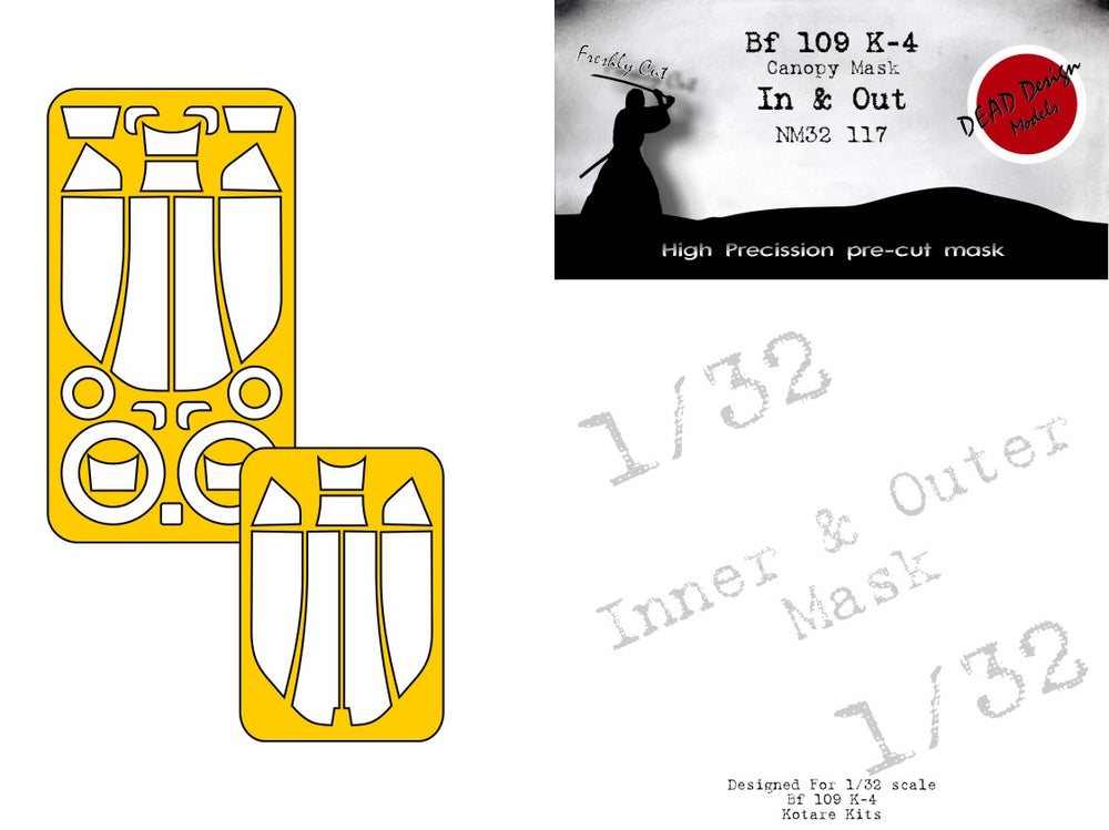Dead Design Models DDMNM32117 1:32 Messerschmitt Bf-109K-4 canopy mask