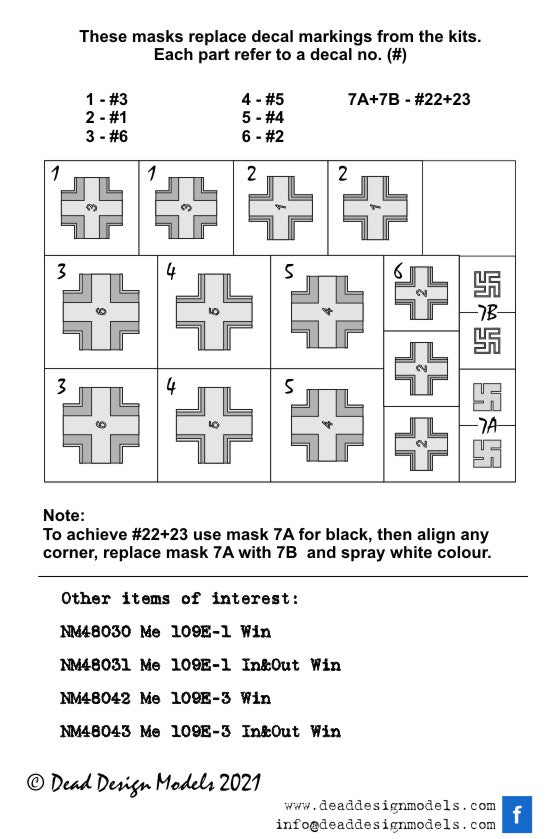 Dead Design DDMNM48044 1:48 Bf-109E-1/Bf-109E-3 National Insignia