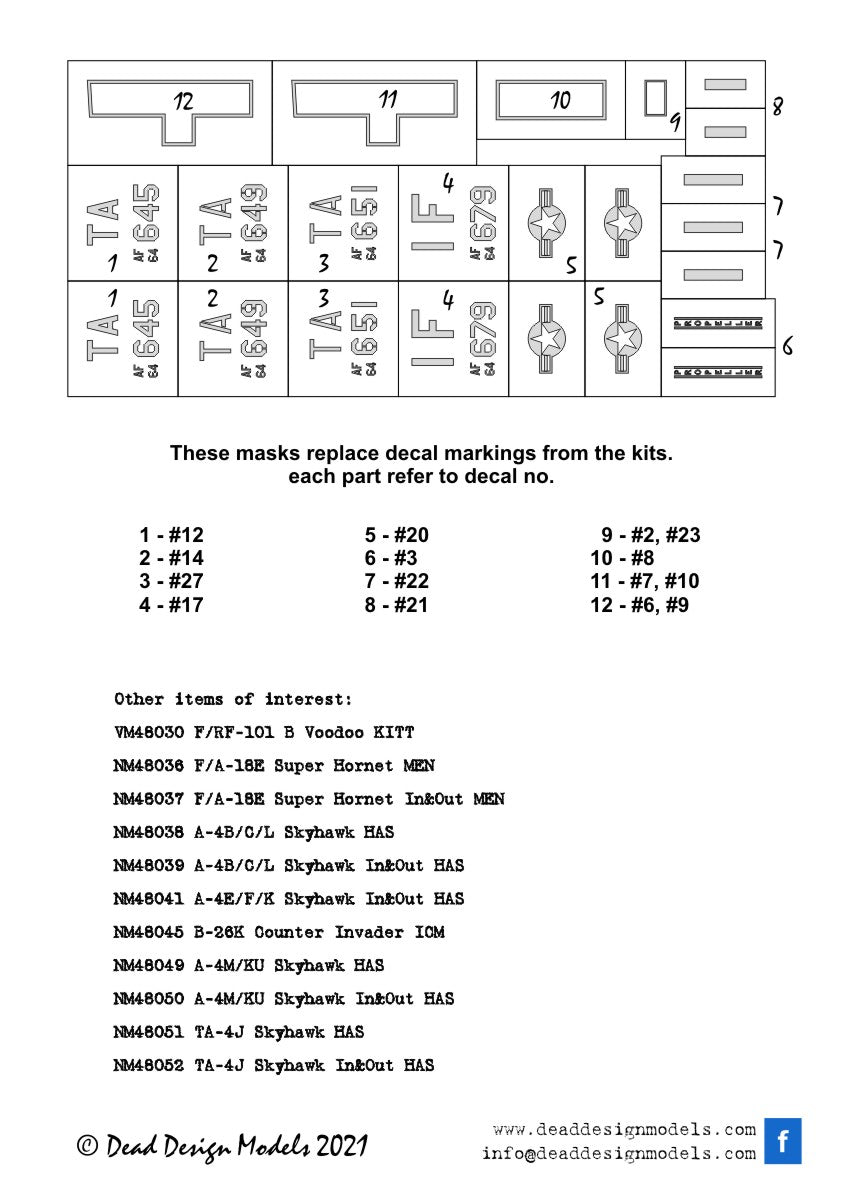 Dead Design DDMNM48046 1:48 Douglas B-26K Invader Insignia & Markings