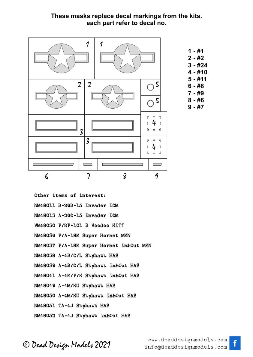 Dead Design DDMNM48047 1:48 Douglas A/B-26 Invader WWII Insignia