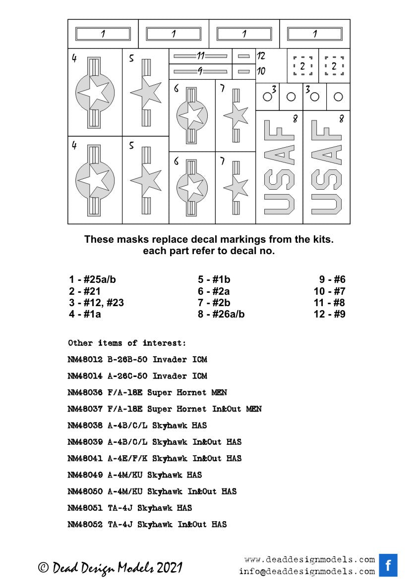 Dead Design DDMNM48048 1:48 Douglas A/B-26 Invader 1950s Insignia