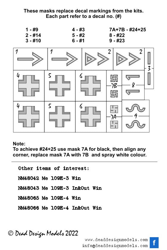Dead Design Models DDMNM48067 1:48 Messerschmitt Bf-109E Markings