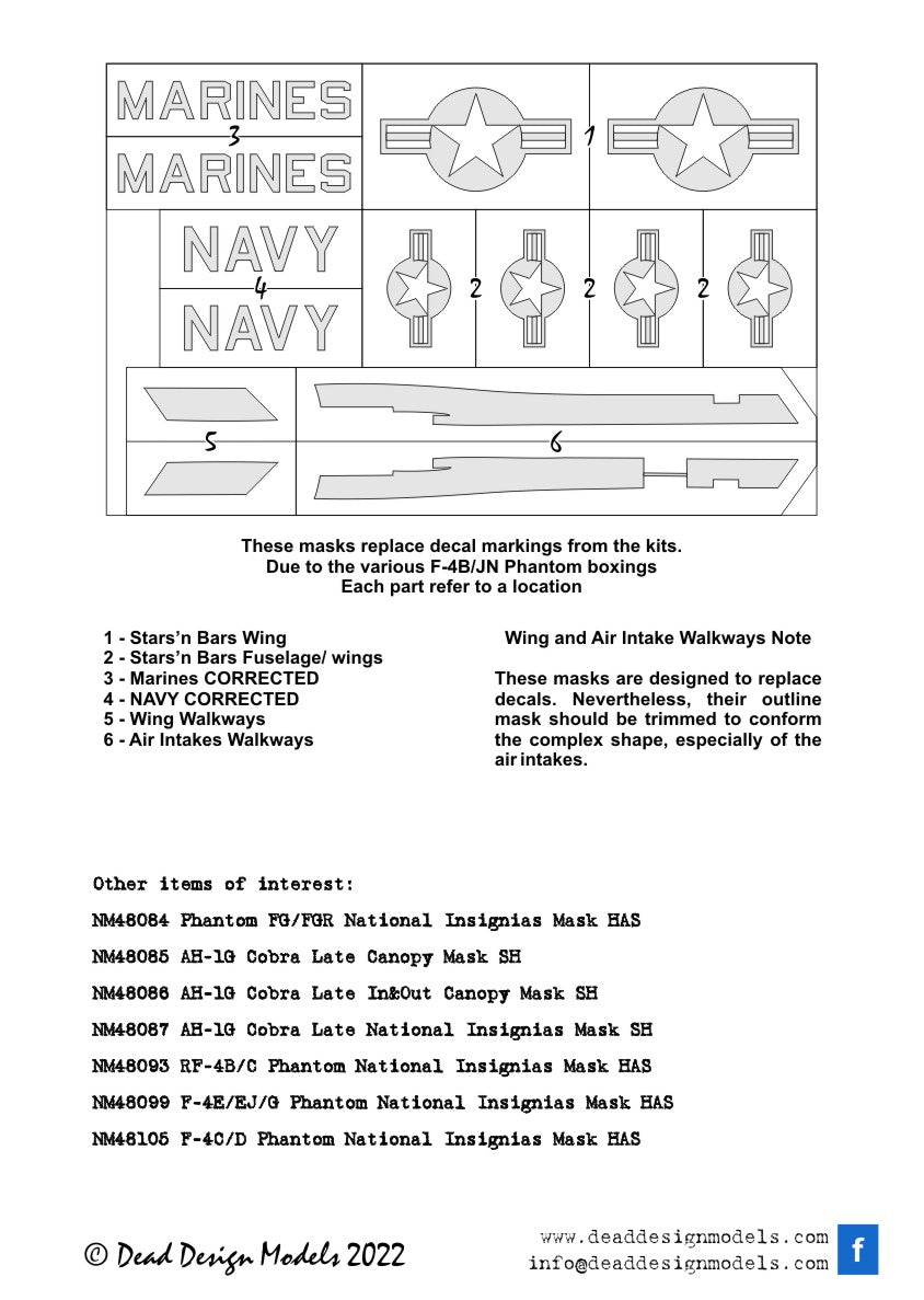 Dead Design DDMNM48106 1:48 F-4B/J/N Phantom II National Insignia