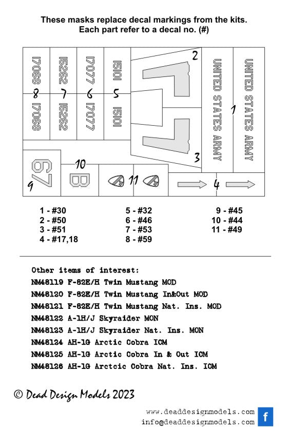 Dead Design Models DDMNM48115 1:48 Bell AH-1G Cobra Early National Insignias