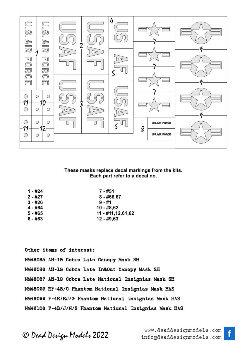 Dead Design DDMNM48121 1:48 F-82E/H Twin Mustang National Insignia