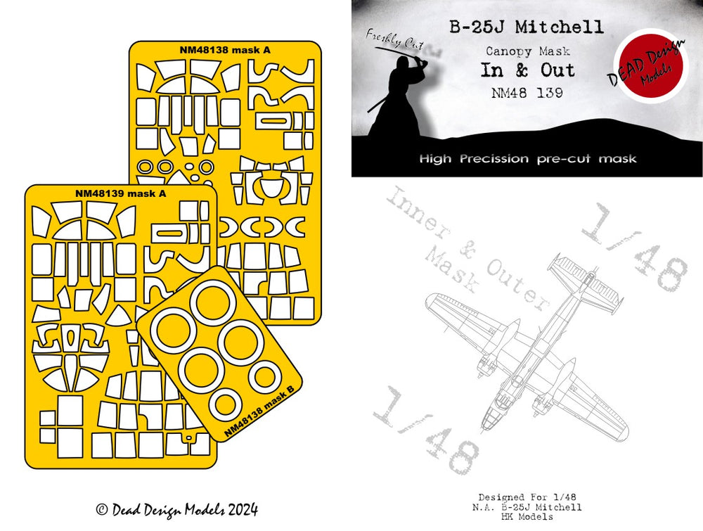 Dead Design DDMNM48139 1:48 B-25J Mitchell Wheels & Canopy Frame Mask