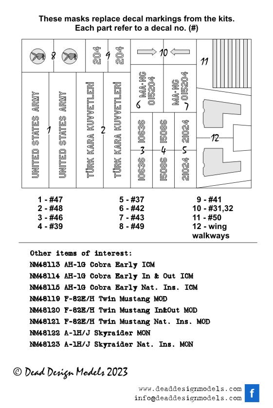Dead Design Models DDMNM48143 1:48 Bell AH-1Q/S Cobra national insignia