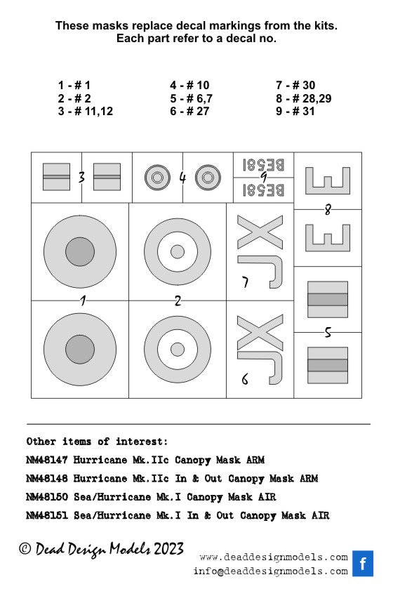 Dead Design Models DDMNM48149 1:48 Hawker Hurricane Mk.IIC national insignia