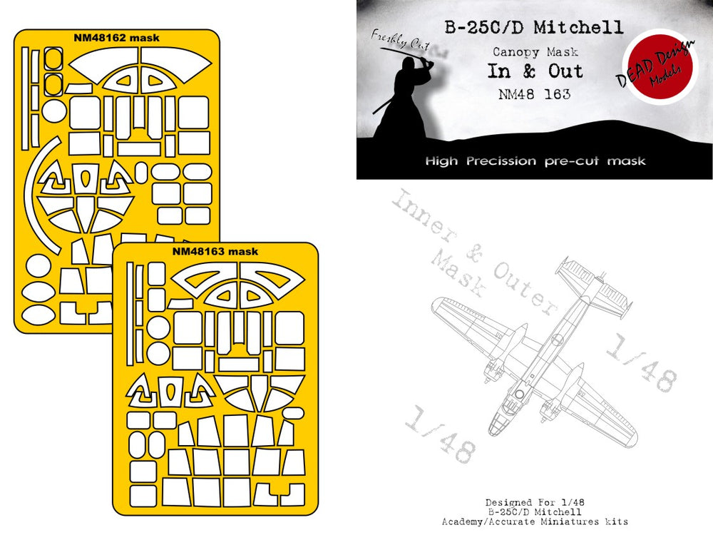Dead Design DDMNM48163 1:48 B-25C/D Mitchell Canopy Frame Mask