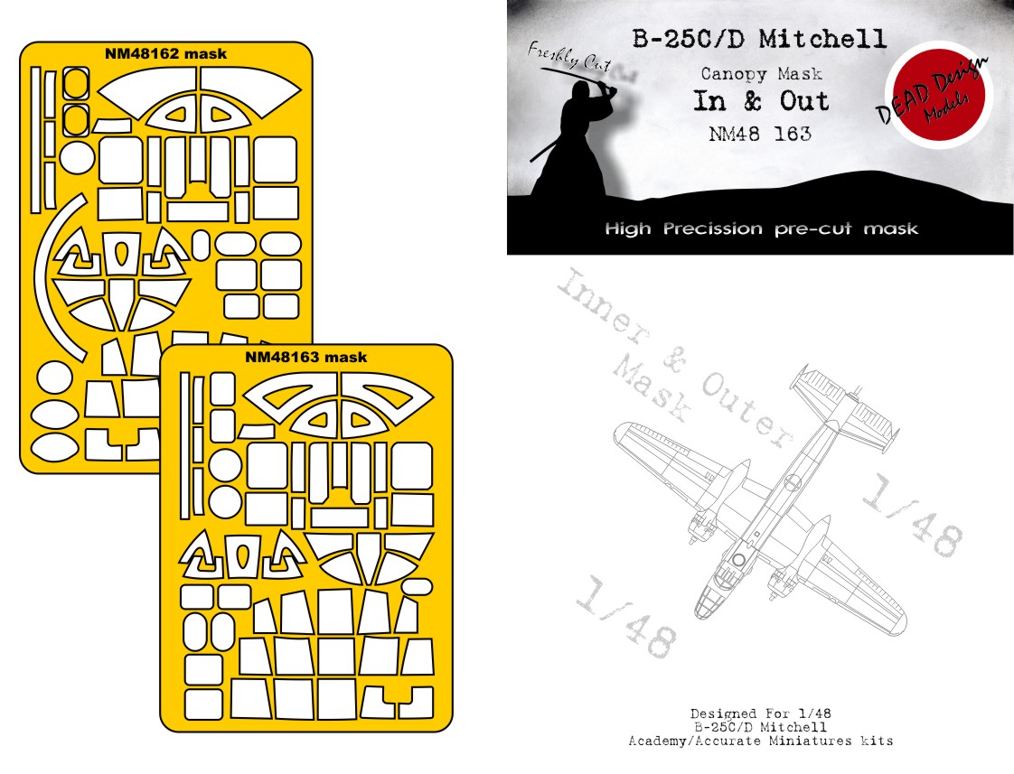 Dead Design DDMNM48163 1:48 B-25C/D Mitchell Canopy Frame Mask