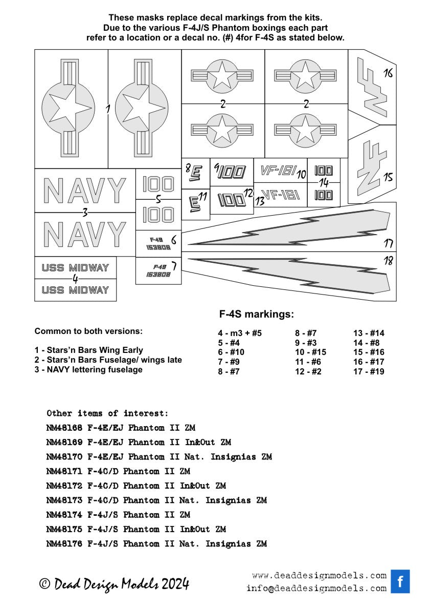 Dead Design Models DDMNM48176 1:48 McDonnell F-4J/S Phantom II National Insignia