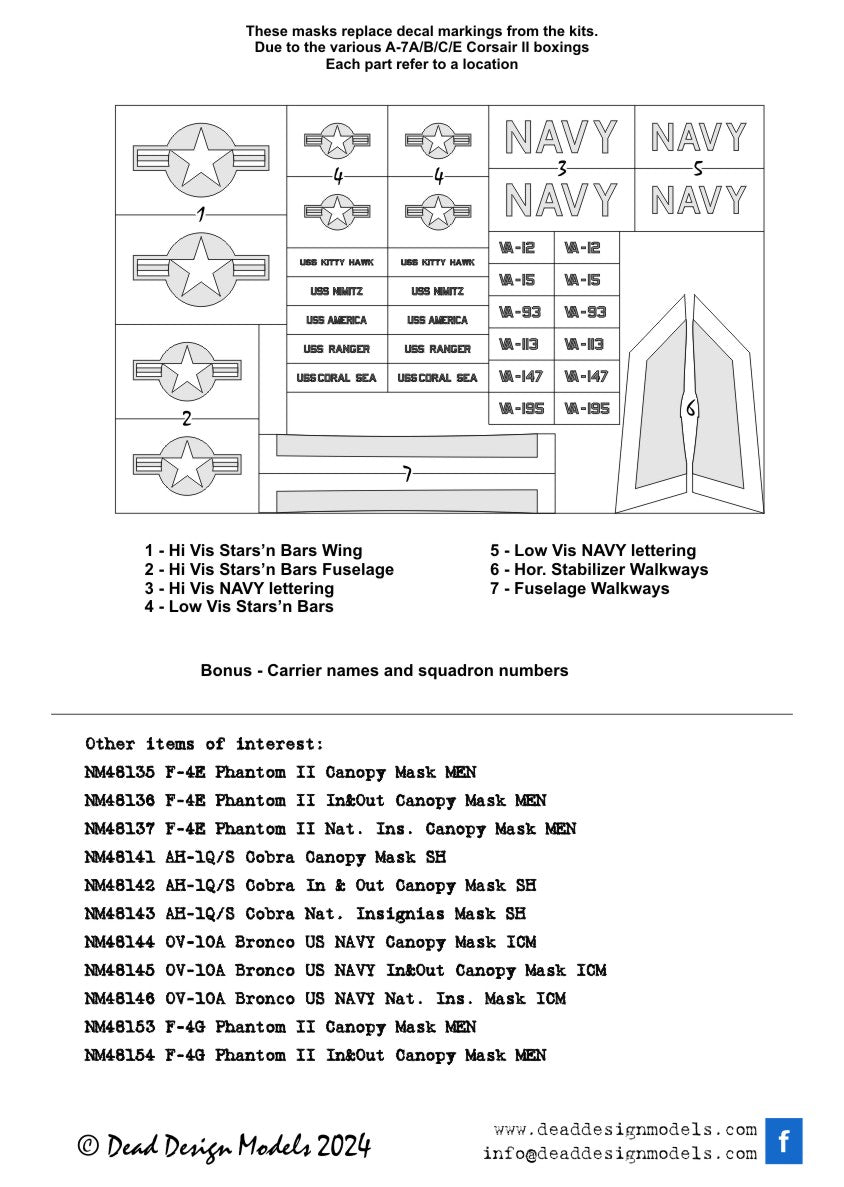 Dead Design Models DDMNM48193 1:48 LTV A-7A/B/E Corsair II National Insignia